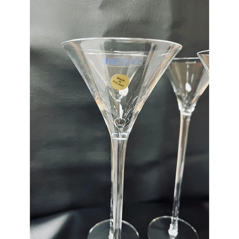 Krosno Martini Glasses Extra Tall Pulled Stem Clear Glass Made in Poland Set 4
